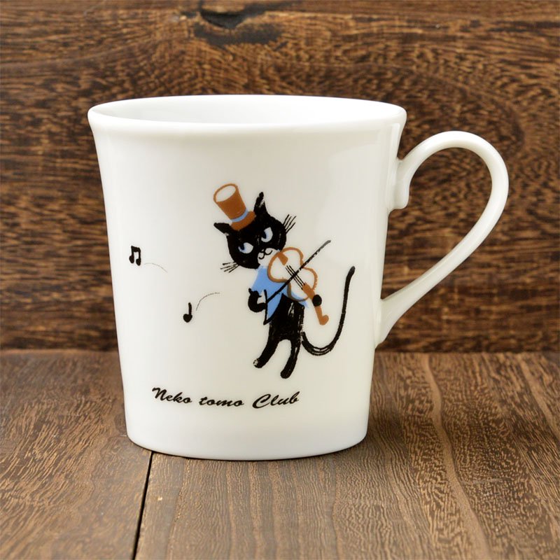 シンジカトウ バイオリンを弾く猫のイラストが可愛いマグカップ