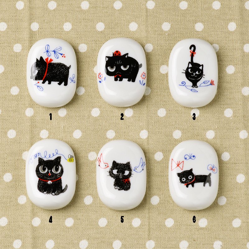 Shinzi Katoh Nekocoシリーズ 黒猫のイラストが可愛い 陶器の箸置き 生活雑貨通販「ゼルポティエ」