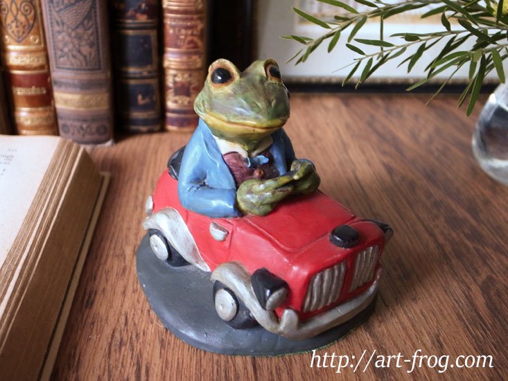 Vintage Driving Frog Figure by CROWN STAFFORDSHIRE - Art Frog