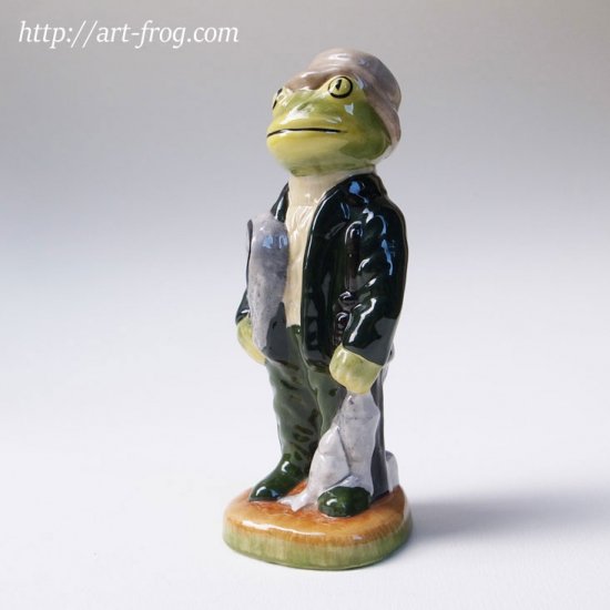 Vintage Frog Fisherman Figure by Little Acorn Pottery - Art Frog