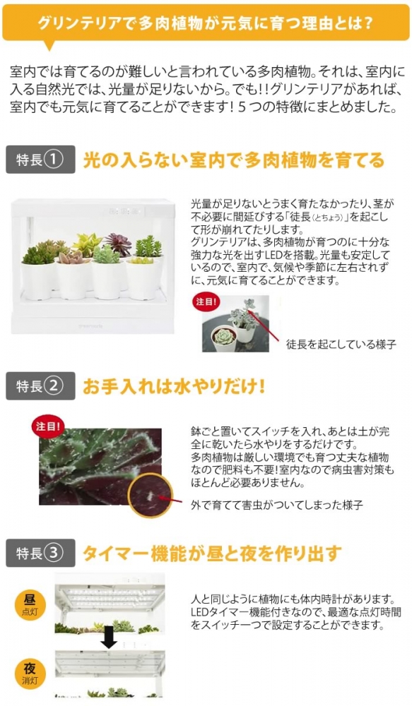 LED プランター 多肉植物用 グリンテリア - 水耕栽培専門店エコゲリラ