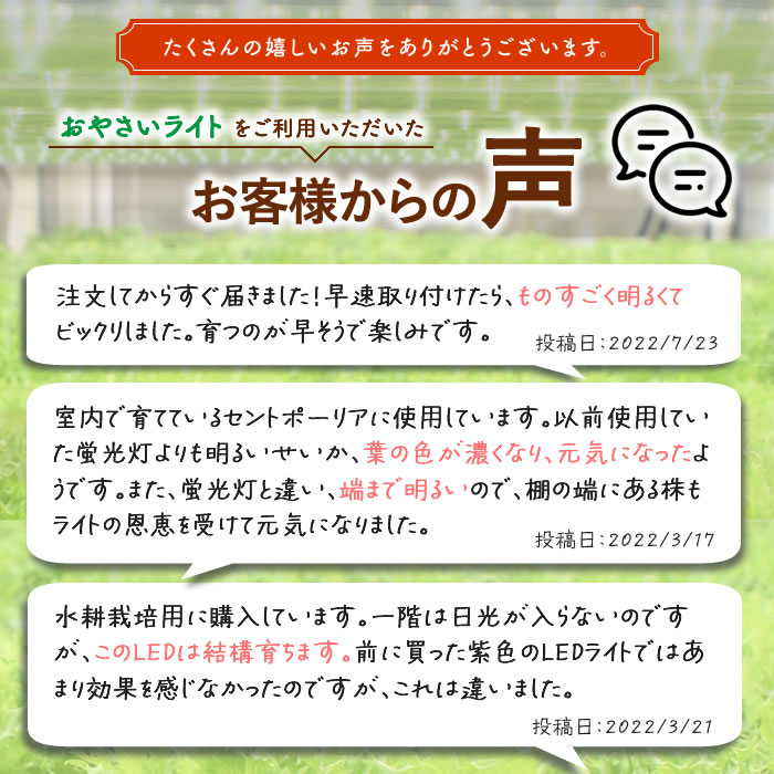 野菜栽培用 LED GG 新型おやさい ライト 615mm 【1-4本専用】 - 水耕