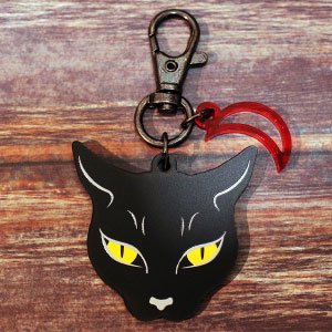 アクリルキーホルダー〈黒猫フェイス〉 - ファンタジー雑貨-魔法と神話