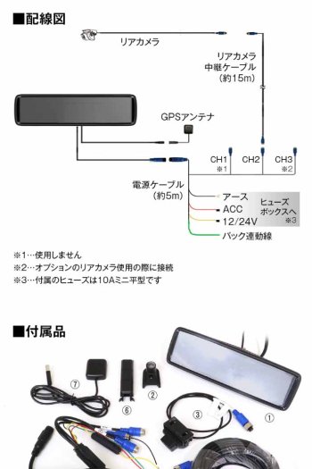 デジタルルームミラー バックカメラ付 録画機能付 SV5-MDR-A002C1A