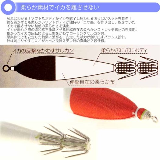 おっぱいスッテ布巻 夜光F/赤帽 2.5号 長75mm ドロッパー 2本入 YAMASHITA ヤマシタ 516-104 イカメタル 剣先イカ釣り  Ks2472 - 生活雑貨 カー用品 釣り具 ペット用品 キャラクター用品販売 (株)アヴェール