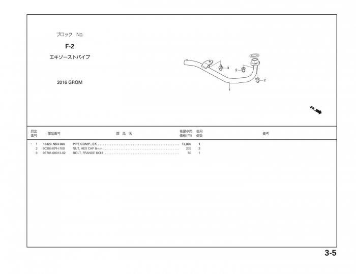 HRC GROM レースベース 純正部品 ブロックNo.F-2 エキゾースト