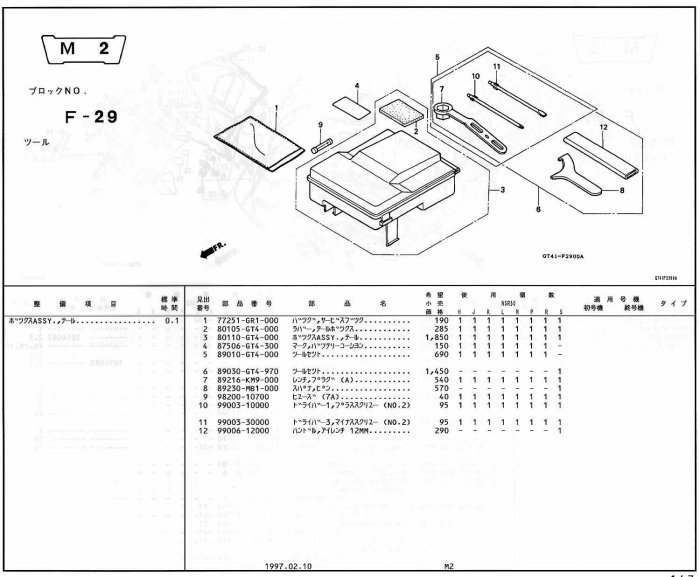 NSR50 ホンダ純正部品 ブロックNo,F-29 ツール ページ147 - ミニバイク