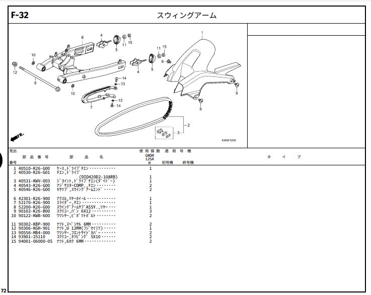 GROM(グロム） 21～モデル ホンダ純正部品 ブロックNo.F-32 スウィング