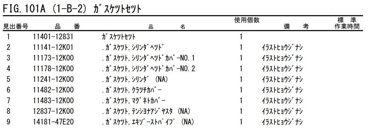 GSX-R125 18～ スズキ純正部品 FIG.101A (1-B-2) ガスケット