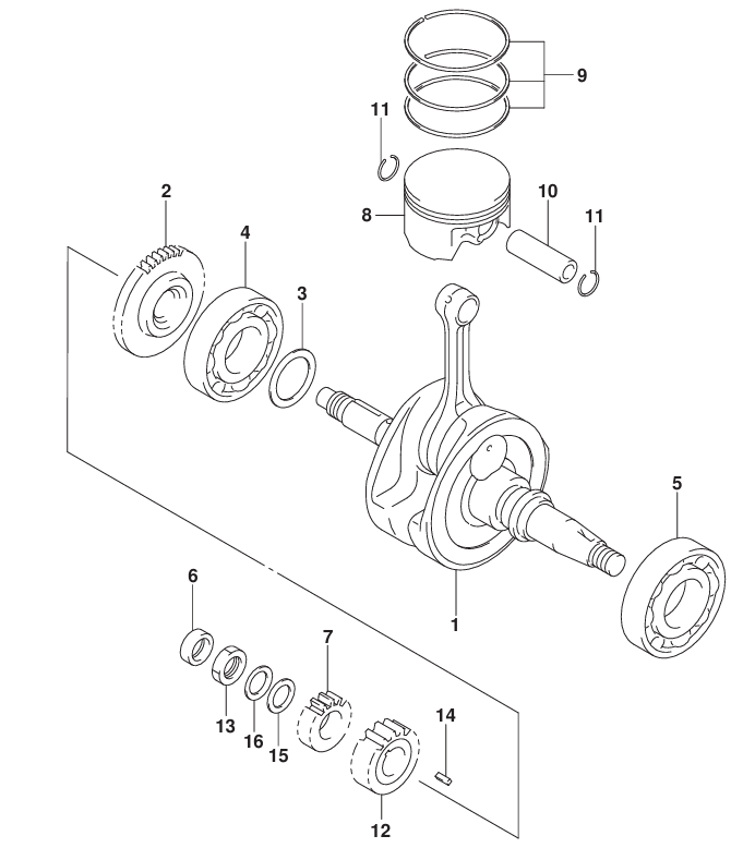 GSX-R125 18~ スズキ純正部品 FIG.120A (1-B-8) クランク GSX-R125 18~ スズキ純正部品 FIG.120A (1-B-8) クランク