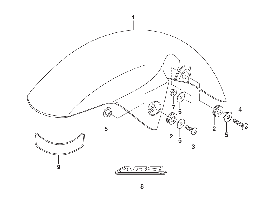 GSX-R125 18～ スズキ純正部品 FIG.460A (1-E-2) フロントフェンダ -  ミニバイクレースパーツ専門店「switch!」NSR50 NSRmini NSF100 GROM XR100 APE100 KSR CBR250R