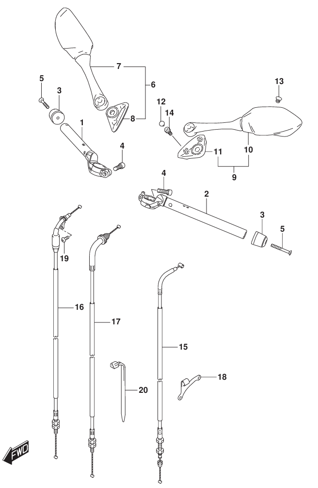 GSX-R125 18～ スズキ純正部品 FIG.462A (1-E-3) ハンドルバー - ミニ 