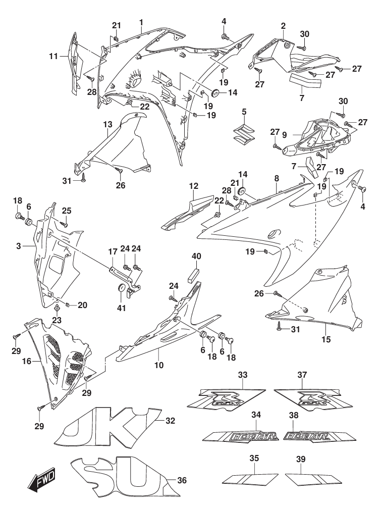 GSX-R125 18~ スズキ純正部品 FIG.485A (1-E-9) サイド GSX-R125 18~ スズキ純正部品 FIG.485A (1-E-9) サイド