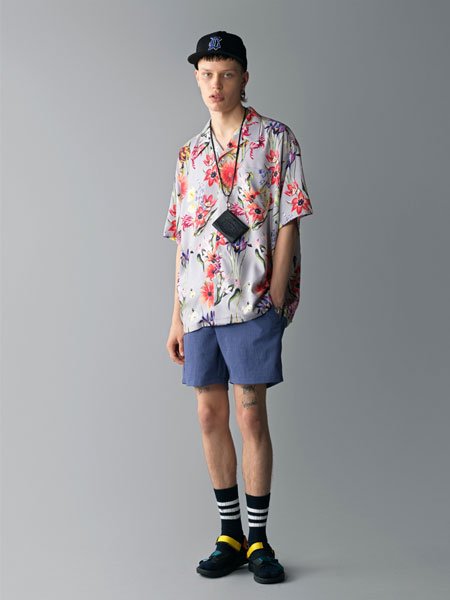 CALEE / Allover flower pattern amunzen cloth S/S shirt (S/S