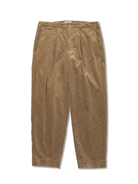 CALEE】 Corduroy wide shilhouette tapered tuck trousers (ワイド 
