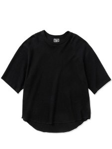 <img class='new_mark_img1' src='https://img.shop-pro.jp/img/new/icons43.gif' style='border:none;display:inline;margin:0px;padding:0px;width:auto;' />【CALEE】 5 Length sleeve drop shoulder waffle cutsew (5分丈ドロップショルダー ワッフルカットソー) Black