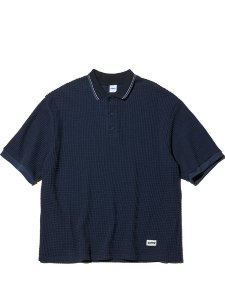 <img class='new_mark_img1' src='https://img.shop-pro.jp/img/new/icons1.gif' style='border:none;display:inline;margin:0px;padding:0px;width:auto;' />【RADIALL】 BIG WAFFLE - POLO SWEATSHIRT S/S (S/S ワッフル ポロシャツ) Navy