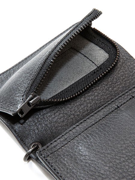 ラスト1点” 【CALEE】 Black studs leather flap half wallet