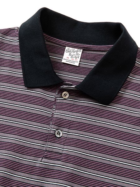 CALEE】 Drop shoulder narrow pitch border polo shirt (ドロップ