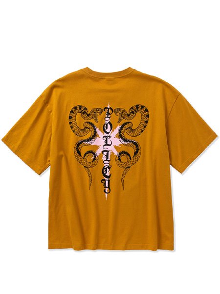CALEE】 Drop shoulder countersign snake T-shirt (ドロップショルダー S/S Tシャツ) Mustard  - STORAGE STORE ストレイジストア 宮城県