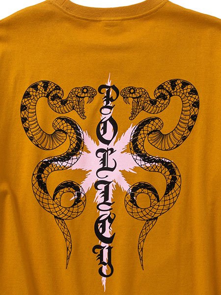 CALEE】 Drop shoulder countersign snake T-shirt (ドロップショルダー S/S Tシャツ) Mustard  - STORAGE STORE ストレイジストア 宮城県