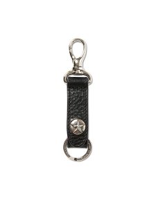 <img class='new_mark_img1' src='https://img.shop-pro.jp/img/new/icons43.gif' style='border:none;display:inline;margin:0px;padding:0px;width:auto;' />【CALEE】 Silver star concho leather key ring (レザー キーリング) Black