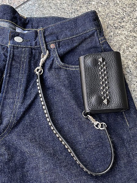 CALEE】 STUDS LEATHER WALLET CORD (スタッズ レザー ウォレット 