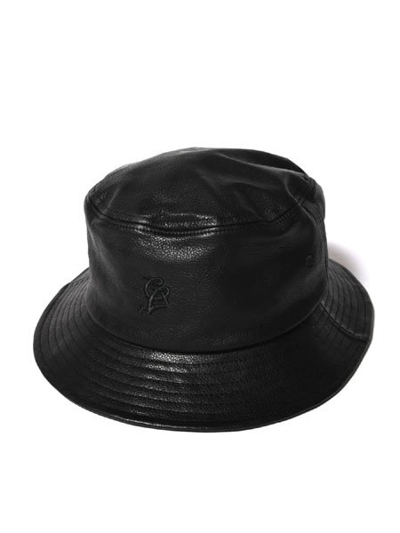 CALEE】 CAL LOGO LEATHER BUCKET HAT (レザー バケットハット) Black
