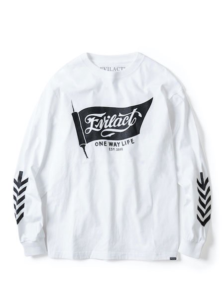 EVILACT】 EVILACT FLAG LS (L/S プリントTシャツ) White - STORAGE