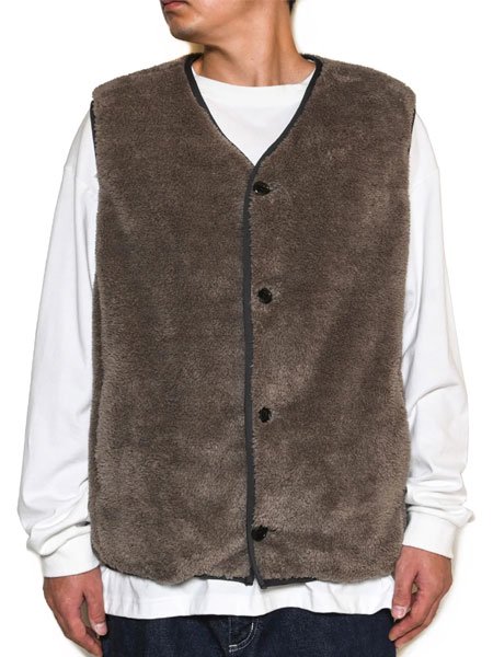 CALEE】 NYLON RIP FLEECE WAIST COAT (フリース ベスト) Black