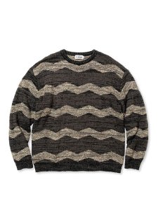 <img class='new_mark_img1' src='https://img.shop-pro.jp/img/new/icons43.gif' style='border:none;display:inline;margin:0px;padding:0px;width:auto;' />【CALEE】 ZIG ZAG JACQUARD BORDER CREW NECK KNIT SW (クルーネック ニットセーター) Charcoal