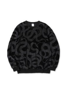 <img class='new_mark_img1' src='https://img.shop-pro.jp/img/new/icons43.gif' style='border:none;display:inline;margin:0px;padding:0px;width:auto;' />【CALEE】 ALLOVER SNAKE PATTERN VELOUR CREW NECK SW (スネークパターンベロア クルーネック スウェット) Black