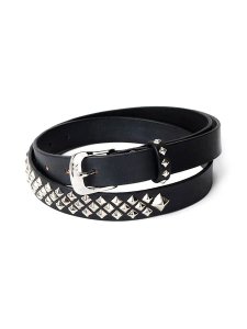 <img class='new_mark_img1' src='https://img.shop-pro.jp/img/new/icons43.gif' style='border:none;display:inline;margin:0px;padding:0px;width:auto;' />【CALEE】 STUDS LEATHER NARROW BELT (スタッズ レザー ナローベルト) Black