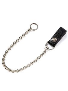 <img class='new_mark_img1' src='https://img.shop-pro.jp/img/new/icons43.gif' style='border:none;display:inline;margin:0px;padding:0px;width:auto;' />【CALEE】 SILVER STAR CONCHO LEATHER WALLET CHAIN (ウォレットチェーン) Black