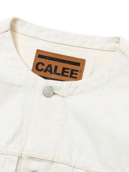 CALEE】1ST TYPE NO COLLAR WHITE DENIM JACKET ＜LIMITED
