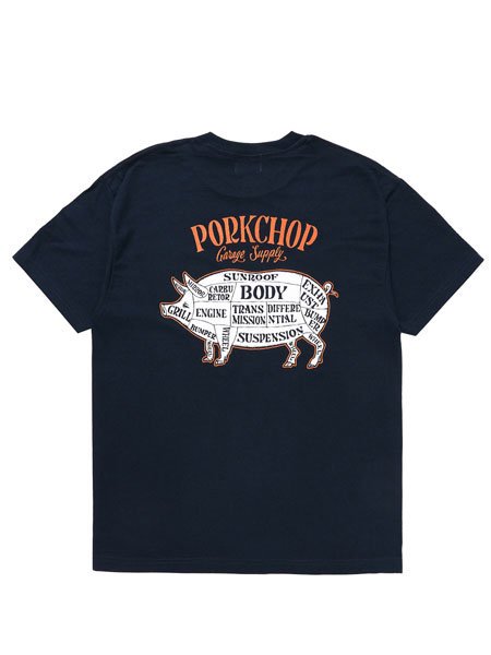 PORKCHOP GARAGE SUPPLY 】 PORK BACK TEE ( S/S プリント Tシャツ ) Navy - STORAGE  STORE ストレイジストア 宮城県,仙台市,公式通販,セレクトショップ,通販