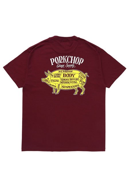 PORKCHOP GARAGE SUPPLY 】 PORK BACK TEE ( S/S プリント Tシャツ ) Burgundy - STORAGE  STORE ストレイジストア 宮城県,仙台市,公式通販,セレクトショップ,通販