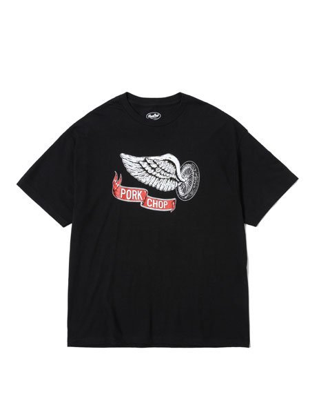 PORKCHOP GARAGE SUPPLY 】×【 MASSES 】 FLYING WEEL P ( S/S プリント Tシャツ ) Black -  STORAGE STORE ストレイジストア 宮城県,仙台市,公式通販,セレクトショップ,通販