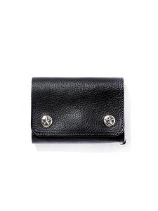 <img class='new_mark_img1' src='https://img.shop-pro.jp/img/new/icons1.gif' style='border:none;display:inline;margin:0px;padding:0px;width:auto;' /> CALEE  SILVER STAR CONCHO FLAP LEATHER HALF WALLET ( 쥶 ϡ å ) Black