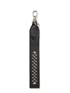 <img class='new_mark_img1' src='https://img.shop-pro.jp/img/new/icons43.gif' style='border:none;display:inline;margin:0px;padding:0px;width:auto;' /> CALEE  STUDS LEATHER FLAT LONG KEY RING ( å 쥶  /  ) Black