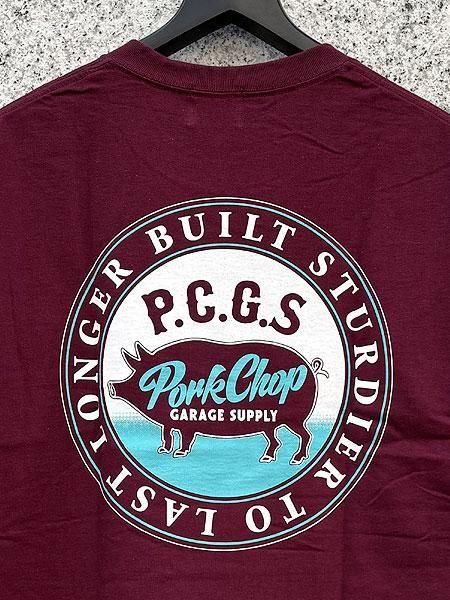ポークチョップ フロントプリントTシャツ Sサイズ PORKCHOP GARAGE SUPPLY - PORK FRONT TEE 25 (BLACK) / ポーク