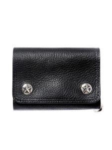 <img class='new_mark_img1' src='https://img.shop-pro.jp/img/new/icons1.gif' style='border:none;display:inline;margin:0px;padding:0px;width:auto;' /> CALEE  SILVER STAR CONCHO FLAP LEATHER HALF WALLET ( 쥶 ϡ å ) Black