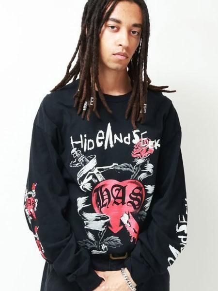Lim's デッドストック　フリンジシャツ　S HIDE AND SEEK 】 Heart And Dagger L/S Tee ( L/S プリント T