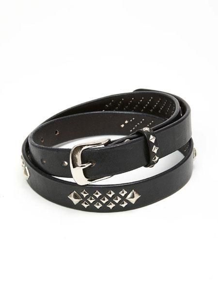 スタッズナローロングベルト　オールブラック　S字　ミッスーリ　HTC CALEE CALEE 】 STUDS LEATHER NARROW LONG BELT ( スタッズ レザー