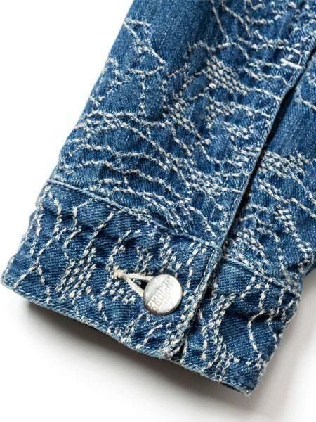 即完売人気】CALEE ROSE PATTERN JACQUARD DENIM CALEE】 ROSE PATTERN JACQUARD 3RD TYPE DENIM JACKET - ROOM