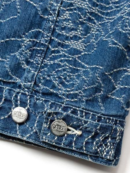 即完売人気】CALEE ROSE PATTERN JACQUARD DENIM CALEE ROSE PATTERN JACQUARD 3RD TYPE DENIM JACKET CL