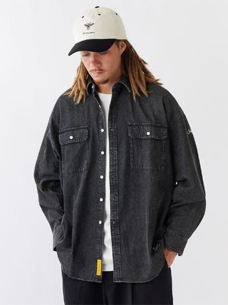 もさページです＊ サルファ染め オックスフォード シャツパーカー フードシャツ