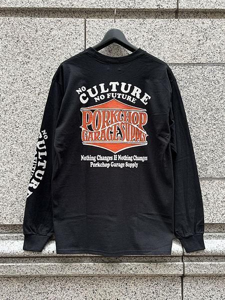 Porkchop Garage Supply 長袖Tシャツ ブラック PORKCHOP GARAGE SUPPLY 】 WAVE LOGO L/S TEE ( L/S プリント T