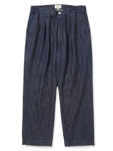 美品 CALEE ビンテージタイプ1タックチノトラウザーパンツ 黒 L CALEE 「VINTAGE TYPE CHINO CLOTH TUCK TROUSERS 」 1タック
