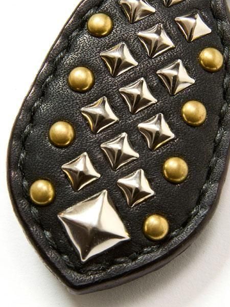 CALEE 】 STUDS LEATHER RUGGED KEY RING ( スタッズ レザー